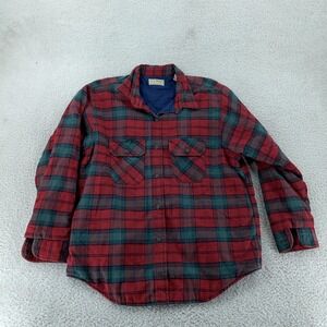 Vintage L.L. Bean Insulated Flannel Jacket Womens Large Red Plaid Thinsulate 90s